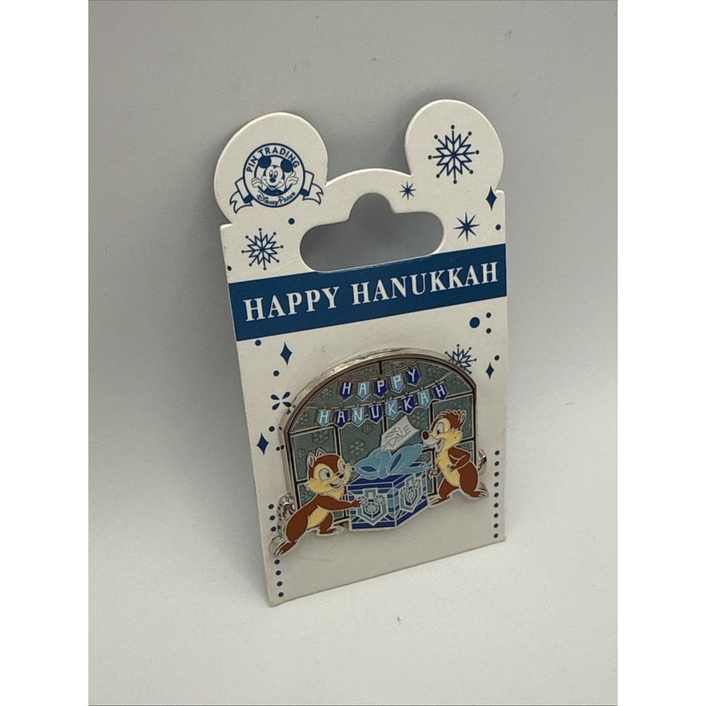 Disney Chip & Dale Happy Hanukkah Single Pin on Card Backer Yellow - Picture 2 of 5